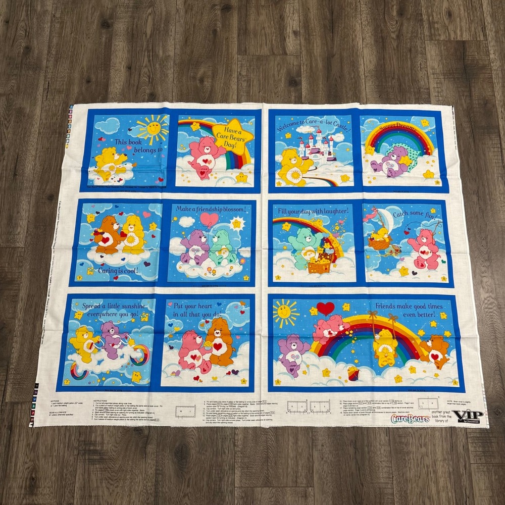 VIP Cranston Care Bears Fabric Panel Uncut Soft Book 45x36 Blue 2004 Excellent
